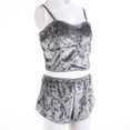 thumbnail image 4 of Women 2PCS Lingerie Set Slim Solid Sling Crop Top Short Elastic Band Pants, 4 of 9