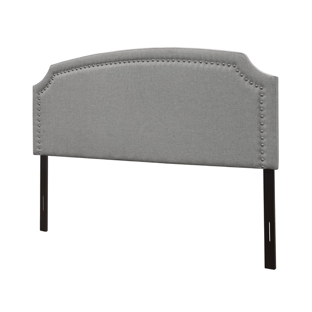 Tête de Lit Rembourrée Cora à Coins Clipsés avec Garniture de Clous Gris Grand Lit