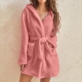 thumbnail image 2 of AherBiu Plus Size Robes for Women Fuzzy Fleece Lightweight Bathrobes Plush Warm Soft Mini Robe with Pockets, 2 of 7