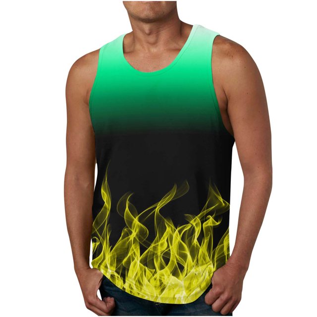 EGNMCR Débardeurs Homme Homme Décontracté Mode Dégradé Imprimé Chandail Col Rond Débardeurs de Sport