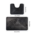 thumbnail image 3 of yulier Leaf Bathroom Rug Set 2 Piece, Soft Absorbent Bath Rug and U-Shaped Contour Toilet Rug, Non-Slip Bath Carpet, Washable Toilet Bath Mat, Dark Gray, 3 of 8