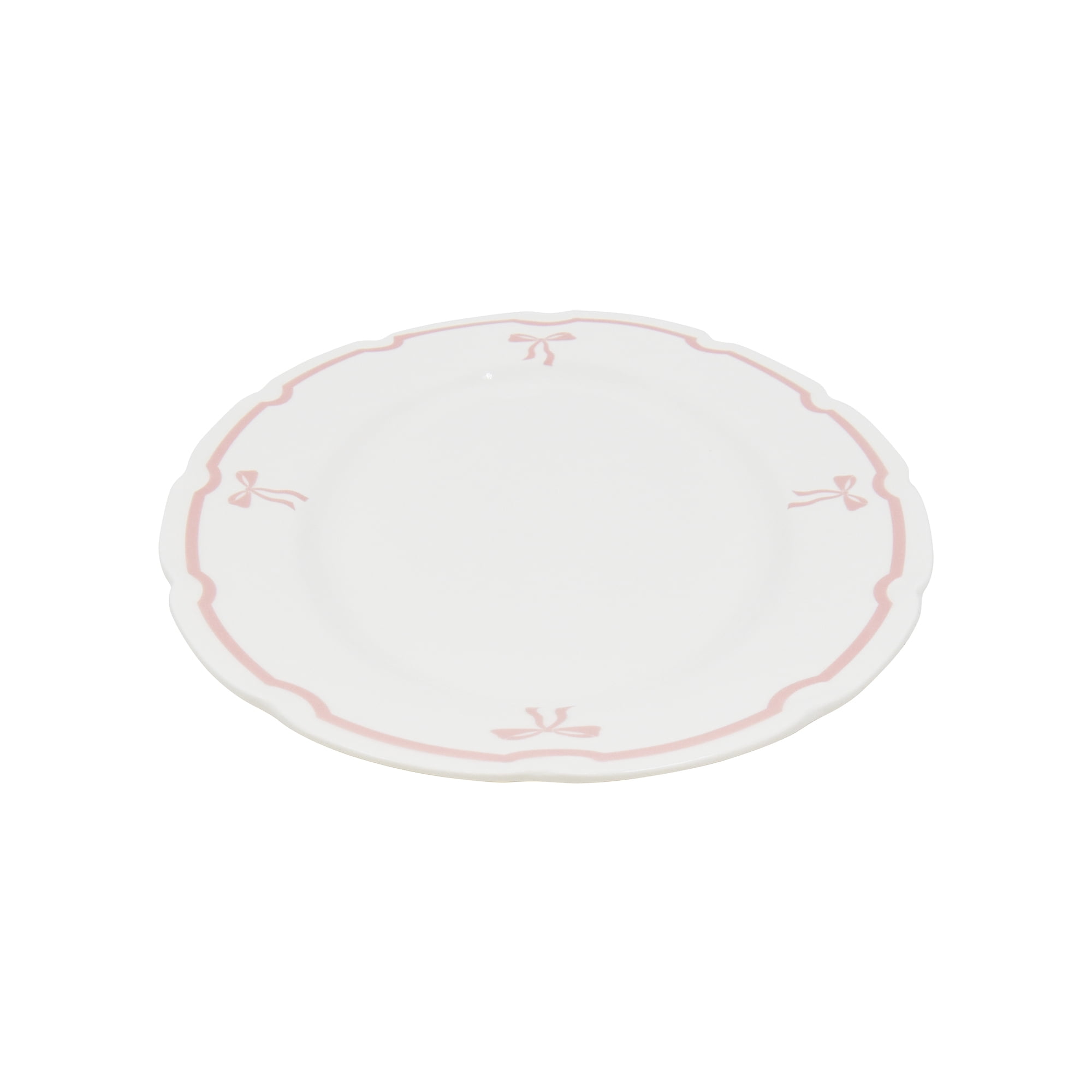 Holiday Time Maison De Noel Collection Pink Ribbon Bow Oval Serving Platter, 13.5” x 9.7”, Stoneware, 1 Count