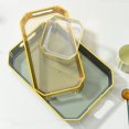 thumbnail image 4 of Tray with Hollow Handle Thicken Stackable Light Luxury Inlaid Golden-rimmed Tray for Kitchen, 4 of 8