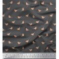 thumbnail image 2 of Soimoi Gray Velvet Fabric American Robin Bird Printed Fabric 1 Yard 58 Inch Wide, 2 of 5
