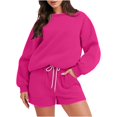 thumbnail image 1 of Bowake Womens 2 Piece Fall Outfits Sweatsuits Oversized Pullover Sweatsuit and Drawstring Shorts Lounge Sets Tracksuit, 1 of 6