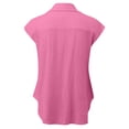 thumbnail image 5 of asjyhkr Plus Size Womens Linen T Shirts Button down Short Sleeve Tshirt Summer Tops Loose Soft Tees, 5 of 5
