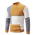 thumbnail image 2 of Xcmzpl Mens Mock Turtleneck Sweater Long Sleeve Casual Pullover Sweater Slim Fit Basic Knit Tee Color Block Fall Sweaters, 2 of 5