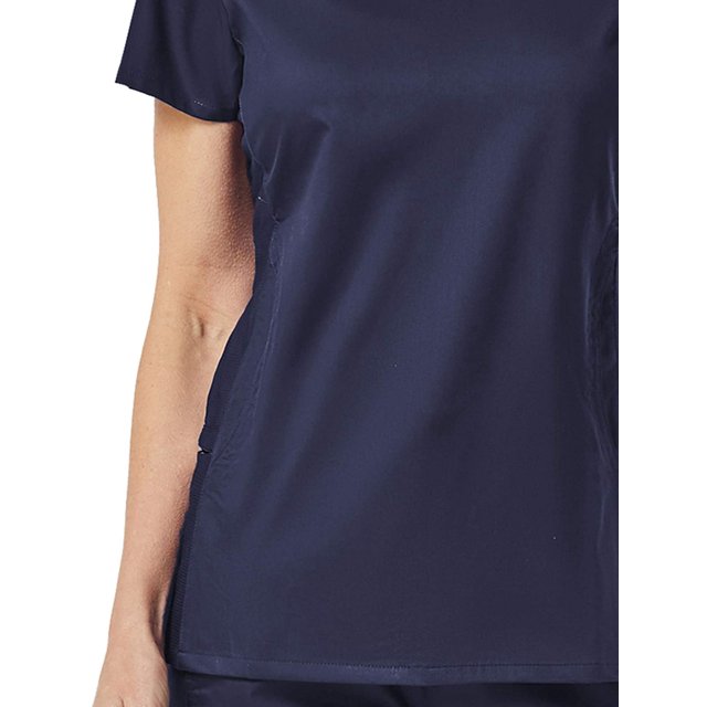 EON Women's COOLMAX Mesh Panel V-Neck Solid Scrub Top