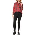 thumbnail image 2 of INSPIRE CHIC Women's Plaid Shirts Button Down Long Sleeve Pockets Oversized Tunics Blouse, 2 of 6