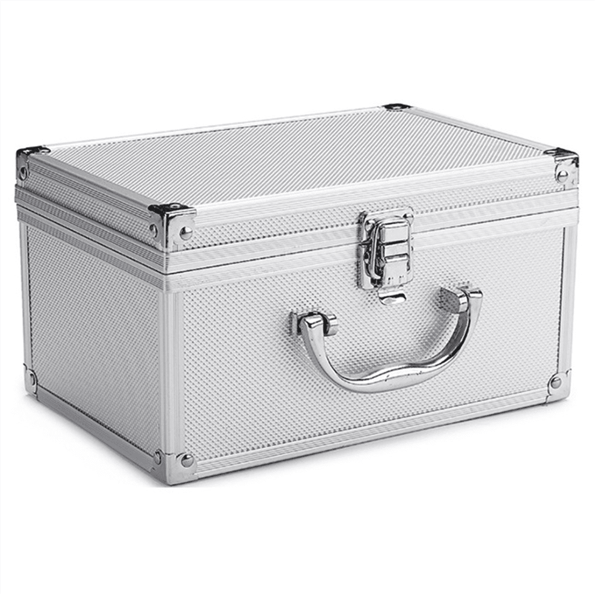 Foam Tool Box Organizer Aluminum Suitcase Tool Case for -Hardware Toolbox Storage Boxes 23X15X12.5Cm,1 * Foam Tool Box,Silver