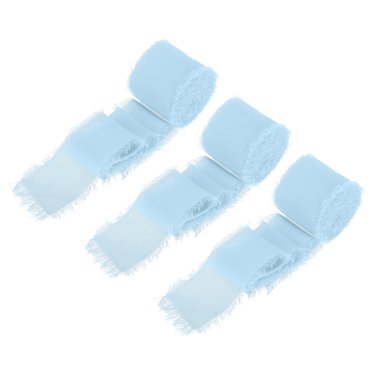Unique Bargains Ruban en Mousseline, Ruban de Soie 1,5 Pouces X 7 Yards Bleu Ciel en Tulle Satiné pour Emballage Cadeau, 3 Pcs