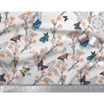 thumbnail image 3 of Soimoi White Poly Georgette Fabric Flower & Butterfly Print Fabric by The Yard 52 Inch Wide, 3 of 5