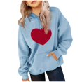 thumbnail image 1 of Milgrthf Chandails à Capuchon et Chandails Molletonnés pour Filles avec Écusson en Forme de Cœur, Poids Lourd, Manches Longues, Col Ras du Cou, Chandail à Capuche à Enfiler pour Préadolescente, Bleu, 3 Ans, 1 of 4