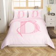 thumbnail image 1 of Erosebridal Housse de Couette Initiale de A à Z Simple, Literie Nœud D Taille Simple, Décor Monogrammé Dessin Animé, Réversible 2 Pcs, 1 of 7