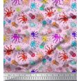 thumbnail image 1 of Soimoi Polyester Crepe Fabric Dot,Octopus & Jellyfish Ocean Decor Fabric Printed Yard 52 Inch Wide, 1 of 3