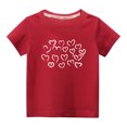 thumbnail image 1 of Penkiiy T-shirt en Coton pour Tout-Petits Enfants Garçons Filles Mode Mignon Col Rond T-shirt Imprimé de la Saint-Valentin Haut à Manches Courtes 7-8 Ans Rouge, 1 of 1