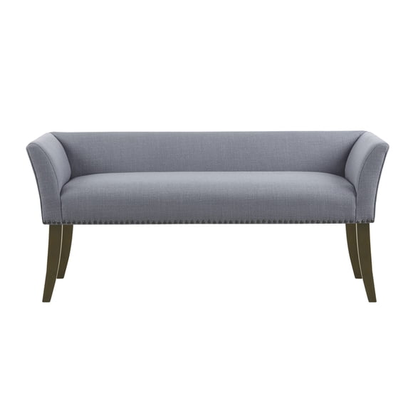 Madison Park Welburn Upholstered Tufted Entryway Accent Bench with Back, Nailhead Trim, and Padded Seat Mid-Century Modern Fabric Ottoman for Bedroom Furniture, 49.5" W x 19.25" D x 23" H, Slate Blue