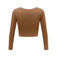 thumbnail image 3 of WTXUE T-Shirts à Manches Longues, Col Rond pour Femmes, Sexy, Court, Slim, Basi C, Haut Rond, Blouse Unie Décontracté pour Femmes, Kaki m, 3 of 7