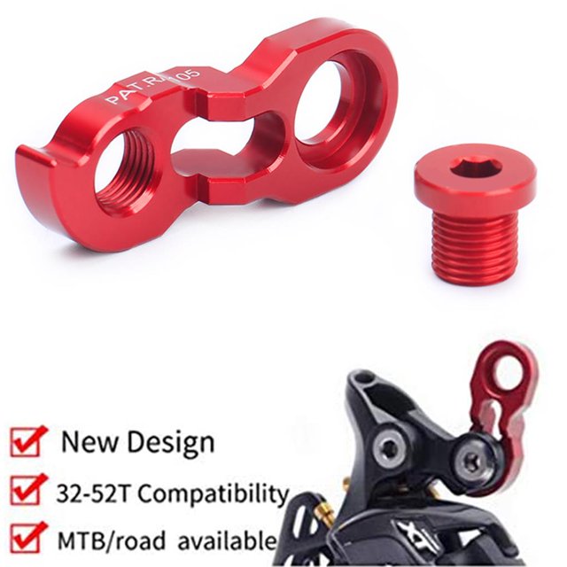 ruzhgo Rear Derailleur Hanger Extender Aluminium Alloy Road Mountain Bike Cycling Frame Gear Tail Hook Extender Red