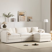 Noble House Chenille Modular Sectional Sofa with Deep and Wide Seat