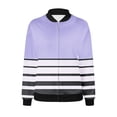 thumbnail image 5 of vdgthytj Fall Jackets for Women Long Sleeve Zip up Stand Collar Bomber Jacket Fall Trendy Color Block Striped Coat, 5 of 5