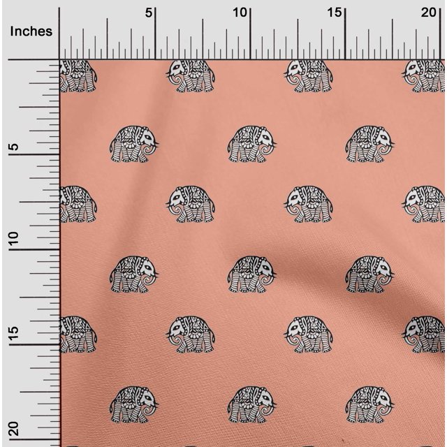 oneOone Viscose Jersey Fabric Elephant Block Printed Craft Fabric BTY 60 Inch Wide