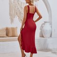 thumbnail image 4 of Ovzne Robes pour Femmes Robe Mode Été Décontractée Col en V Sans Manches Robe Unie Vacances Liquidation, 4 of 6