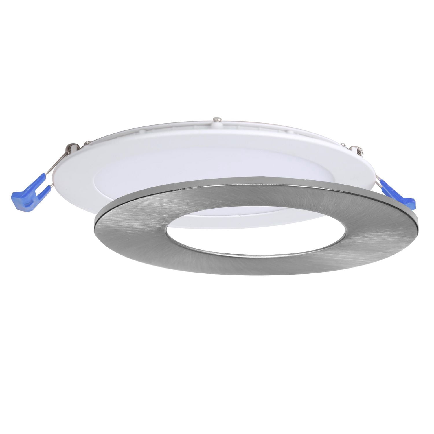 Luminaires encastrés DEL de 6 po, 4000K (Blanc froid), Emballage de 1, pour plafonds isolés et non isolés, Intensité réglable, 15W = 90W, 1125 lumens, système de connexion rapide, fini blanc/Garniture