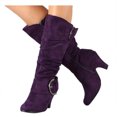 thumbnail image 3 of B91xZ Riding Boots Women Fur-lined Low Hidden Wedge Boots,Purple 8, 3 of 4