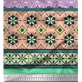 thumbnail image 2 of Soimoi Polyester Crepe Fabric Swirl,Leaves & Floral Panel Printed Fabric 1 Yard 52 Inch Wide, 2 of 3