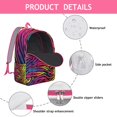 thumbnail image 2 of Rainbow Zebra Pattern Travel Backpack, Colorful Multicolor Zebra Print Daypack with Gradient Cartoon Design for Fashion Lovers, 2 of 5