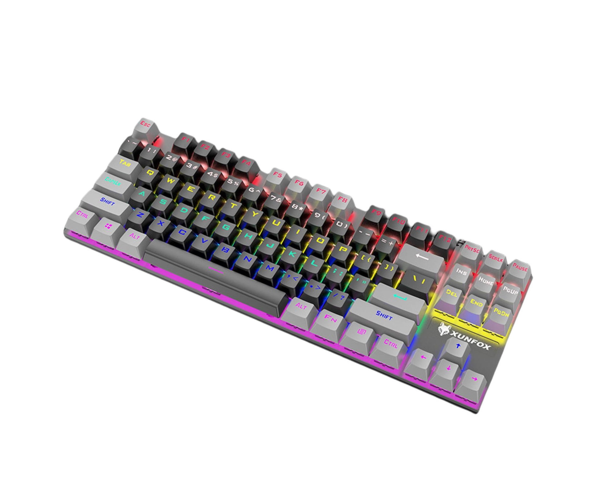 K80 87 Keys Mechanical Keyboard Blue Switch Ergonomic Non-slip Sensitive Mix Backlit Color Matching USB Desktop Wired Gaming Keyboard for Gamer - P