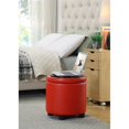 thumbnail image 3 of Designs4Comfort Round Accent Storage Ottoman in Red Faux Leather Fabric, 3 of 10