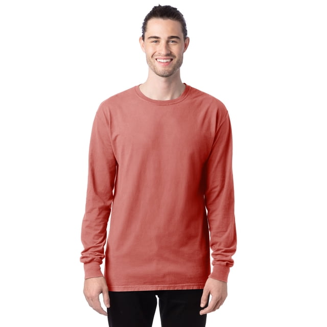 Hanes T-Shirt à Manches Longues Teint en Pièce ComfortWash pour Hommes, 3TG, Rouge Nantucket