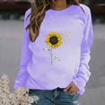thumbnail image 2 of HKEJIAOI Chandail Graphique Tournesol Femme Manches Longues T-Shirt Décontracté Col Rond chandail Ample, c-Violet P, 2 of 4