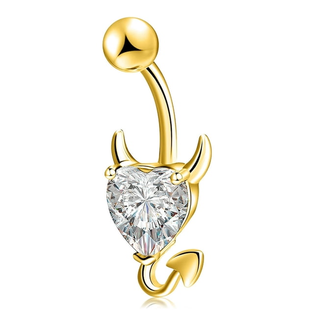 SNNROO 14G Belly Button Ring CZ Shiny Belly Rings 316L Surgical Steel Button Piercing Gold