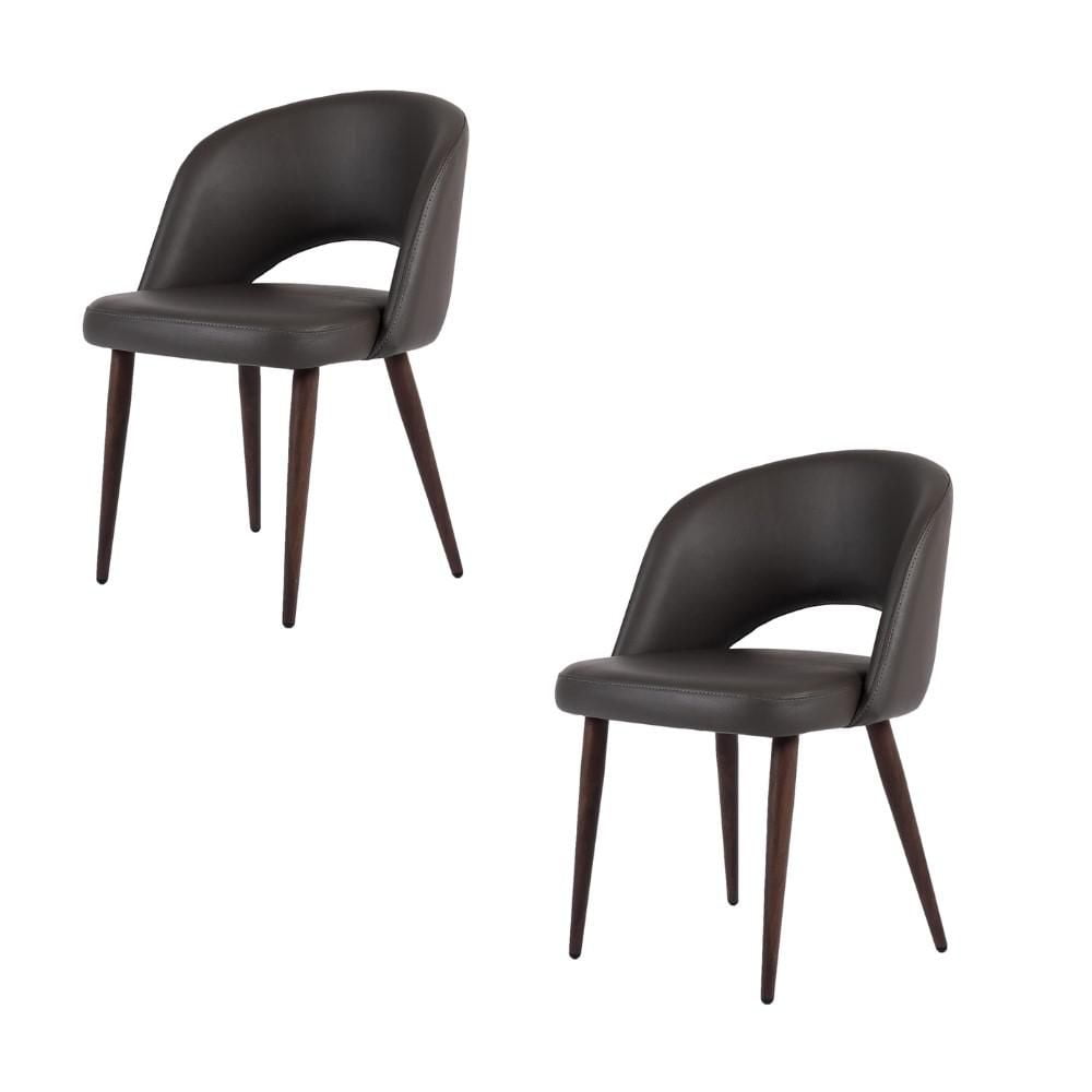 Plata Décor Import Inc.fauteuil d'appoint moderne en PU gris avec structure métallique imitation bois de noyer noir – Un siège élégant pour le salon, la chambre, le coin détente et l'espace de travail
