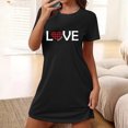 thumbnail image 2 of Pyjama en Satin Femmes Chemises de Nuit pour Femmes Manches Courtes Chemises de Nuit pour Dormir Nuisette à Enfiler Douce Mignonne Imprimée Robe de Nuit Robes pour Femmes Tenue de Nuit Robe de Pyjama Noir TTG, 2 of 5