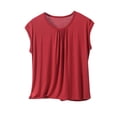 thumbnail image 1 of Yuyuzo Hauts de Pyjama pour Femmes Grande Taille, Chandails à Manches Cap, Col Ras du Cou, Haut Plissé de Base Superposé, Doux et Confortable, Tenue de Détente, 1 of 4