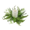 thumbnail image 1 of Select Artificials 17" Decorative Artificial Mixed Green Fern Hurricane Glass Candle Holder, 1 of 2