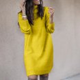 thumbnail image 2 of Kcodviy Robes Courtes pour Femmes d'Automne et d'Hiver, Longues, Montantes, Robes Chandail pour Femmes, Grande Taille, Robe Chandail Mini, Caramel, Robe Chandail pour Femmes, Grande, 2 of 4