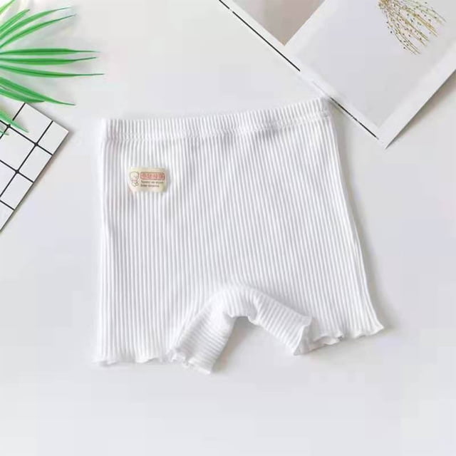 MKOSPLRT Ribbit Knit Shorts for Toddler Girl High Waist Stretch Shorts Basic Solid Color Summer Shorts Cute Lettuce Leggings for 2-10Y