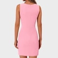 thumbnail image 4 of Ovzne Robes pour Femmes Robe pour Femme Mode Femmes Couleur Unie Sans Manches Col Rond Bouton Robe Courte de Travail Robe de Vacances Liquidation, 4 of 7