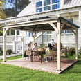 thumbnail image 2 of Outsunny Pavillon en Bois à Toit Rigide 12 Pieds x 14 Pieds, Auvent, Pavillon Extérieur à Double Toit, 2 of 10