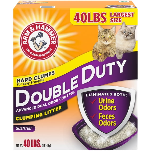 Arm & Hammer Double Duty Dual Advanced Odor Control Scented Clumping Cat Litter, 18kg