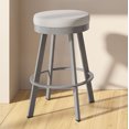 thumbnail image 4 of Amisco Swice 26 in. Swivel Counter Stool - Light Grey Polyester / Glossy Grey Metal, 4 of 5