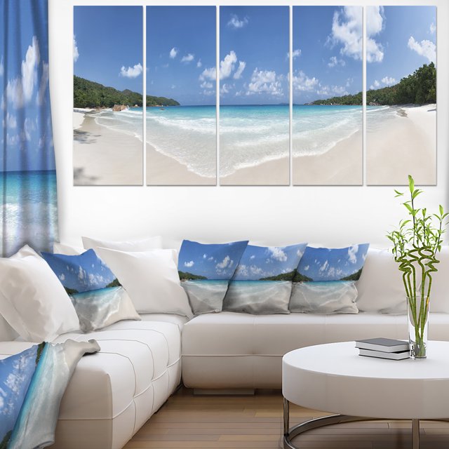 Blue Seychelles Island Panorama - Large Seascape Art Canvas Print
