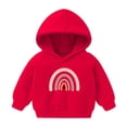 thumbnail image 1 of Penkiiy Chandail à Capuchon pour Tout-Petit Bébé, Imprimé Arc-en-Ciel, Chandail à Capuche, Chandail en Molleton pour Enfants Garçon Fille, Rembourré, Sport, Manches Longues, Hauts, Tenue d'Automne Hiver, Rouge, pour 3 Ans, 1 of 5