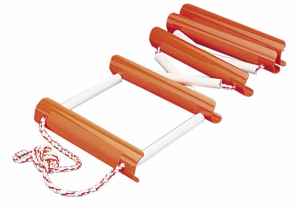 Sea Dog Dock Ladder 582501-1 Folding Ladder; 5 Steps; Up To 300 Pound Load Capacity; 11-3/4 Inch Width x 3 Feet Height; Orange; Polycarbonate; With Nylon Rope