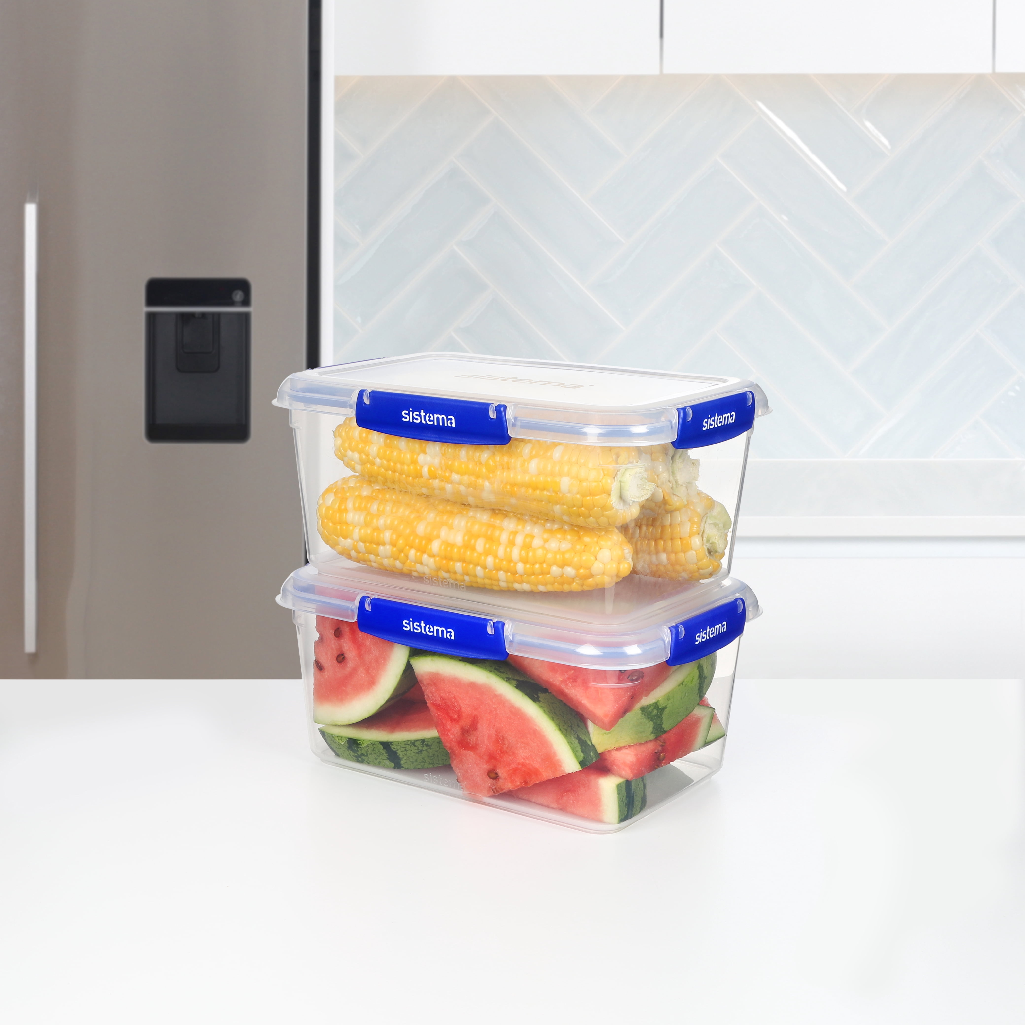 Sistema KLIP IT PLUS Food Storage Containers, 3.35 L, Airtight, Leak-Proof Seal, Easy Locking Clips, BPA-Free, 2 Count
